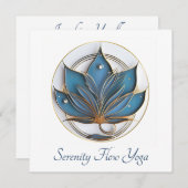 ブルーブラウン抽象芸術蓮エレガント花スタイリッシュ 招待状 (正面/裏面)