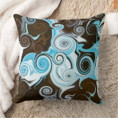 ブルーブラウン旋回モダンレトロパターン クッション (ブランケット)