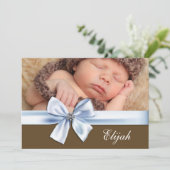 ブルーブラウン男の赤ちゃん写真誕生のお知らせ 案内状 (スタンド正面)