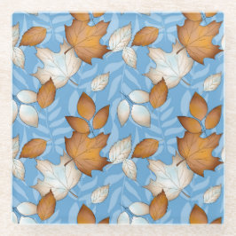 ブルーブラウン白紅葉 ガラスコースター