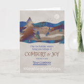 ブルーブラウン素朴ツリーズ社ホリデーカード カード (正面)