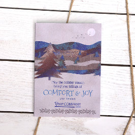 ブルーブラウン素朴ツリーズ社ホリデーカード カード