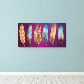 ブルーブラウン羽紫色の引き伸ばしキャンバス印刷 キャンバスプリント (インサイチュ (ウッドフロア))