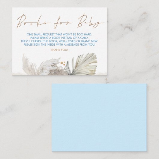 ブルーブラウン赤ちゃんシャワーベビーリクエスト エンクロージャーカード (正面/裏面)