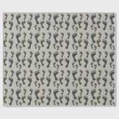 ブルーブラウン足跡ベビーシャワー ラッピングペーパー (フラット)