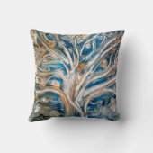 ブルーブラウン金ゴールド抽象芸術ツリー クッション (裏面)