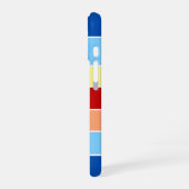 ブルーブラウン&イエロストライプレンズモノグラム電話ケース iPhone 16ケース (左側面)