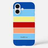 ブルーブラウン&イエローストライプレンズモノグラムケースマット Case-Mate iPhoneケース (裏面)