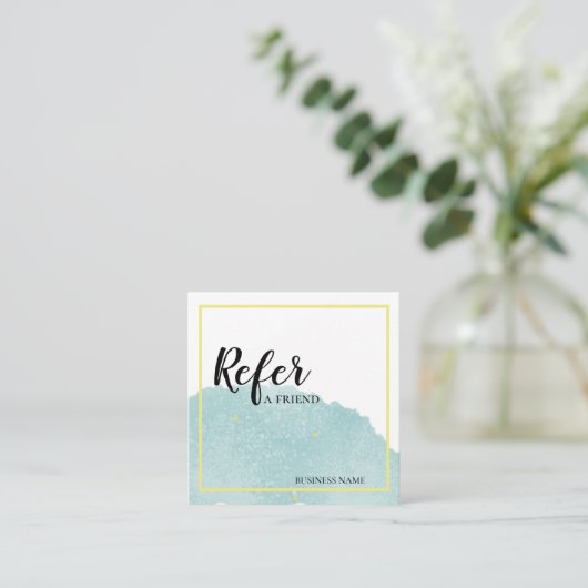 ブルーブラシストロークフレンド紹介カードを参照 スクエア名刺 (スタンド正面)