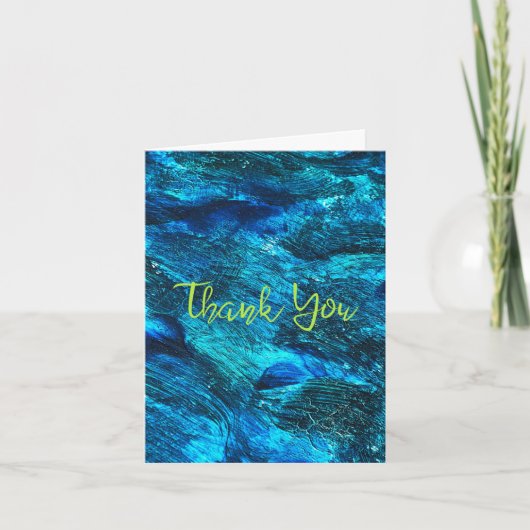 ブルーブラシストローク抽象芸術 サンキューカード (正面)