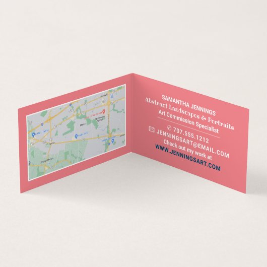 ブルーブラシストローク、アーティスト展、詳細 名刺 (内部)