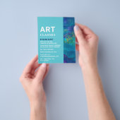 ブルーブラシストローク、アート先生、アートクラス チラシ (手)