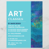 ブルーブラシストローク、アート先生、アートクラス チラシ (正面)