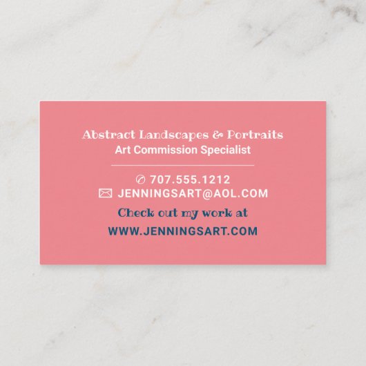 ブルーブラシストローク、プロフェッショナルアーティスト 名刺 (裏面)