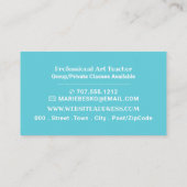 ブルーブラシストローク、プロフェッショナルアート先生 名刺 (裏面)