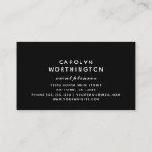 ブルーブラシモダンドフォイル白大理石ブラック 名刺 (裏面)