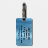 ブルーブラシ仕上げメタリックカスタム旅行荷物タグ ラゲッジタグ (裏面縦)