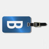 ブルーブラシ仕上げメタリックモノグラムイニシャル ラゲッジタグ (正面横)