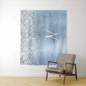 ブルーブラシ仕上げメタルシルバーグリッターモノグラム名 タペストリー (インサイチュ)