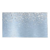 ブルーブラシ仕上げメタルシルバーグリッターモノグラム名 枕カバー (裏面)