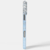 ブルーブラシ仕上げメタルシルバーグリッターモノグラム名 Case-Mate iPhoneケース (裏面 / 右)