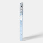 ブルーブラシ仕上げメタルシルバーグリッターモノグラム名 Case-Mate iPhoneケース (裏面 / 右)