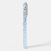 ブルーブラシ仕上げメタルシルバーグリッターモノグラム名 iPhoneケース (右側面)