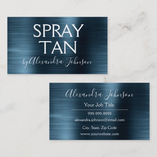 ブルーブラシ仕上げメタルスプレータン 名刺 (正面/裏面)