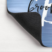 ブルーブラシ仕上げメタル白黒スクリプトモノグラム マウスパッド (コーナー)