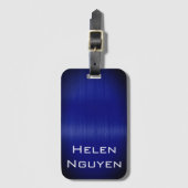 ブルーブラシ仕上げ金属ステンレス鋼の名前 ラゲッジタグ (正面縦)