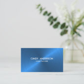 ブルーブラシ仕上げ金属光沢 名刺 (スタンド正面)