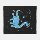 ブルーブラチオサウルスディノスイン宇宙 フリースブランケット (正面(横))