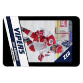 ブルーブラックにホッケープレー鮮やかヤーのキープサケ マグネット (横)