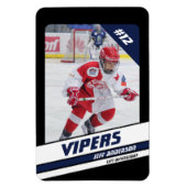 ブルーブラックにホッケープレー鮮やかヤーのキープサケ マグネット (縦)