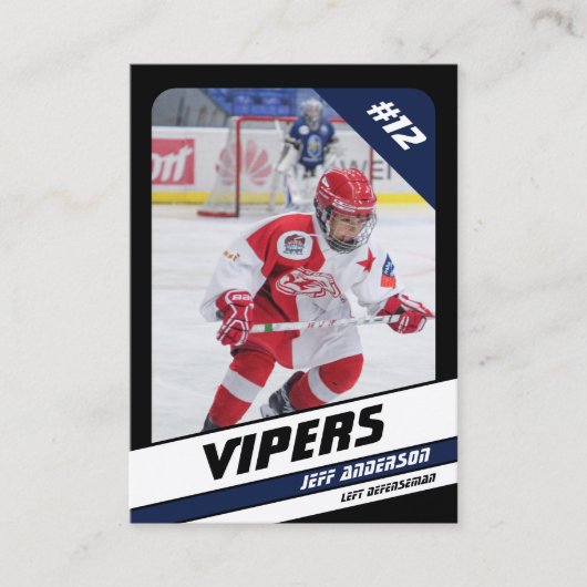 ブルーブラックのアイスホッケー鮮やかトレーディングカード コーリングカード (正面)