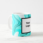 ブルーブラックのアクリル大理石を注ぐロゴのカスタムを追加 コーヒーマグカップ (正面左)