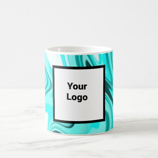 ブルーブラックのアクリル大理石を注ぐロゴのカスタムを追加 コーヒーマグカップ (中央)