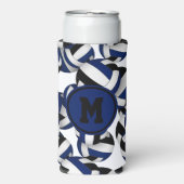ブルーブラックのバレーボールのパターンスポモノグラムのート スリム缶クーラー (Seltzer正面)