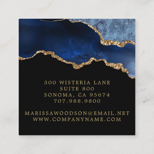 ブルーブラックアゲートゲードモノグラムのジュエリーデザイン スクエア名刺 (裏面)