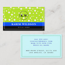 ブルーブラックエレガントグリーンモノグラムイニシャル