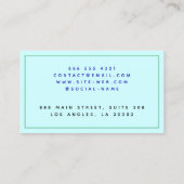 ブルーブラックエレガントグリーンモノグラムイニシャル コーリングカード (裏面)