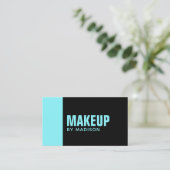 ブルーブラックエレガントシックモダンメイクアップアーティスト 名刺 (スタンド正面)