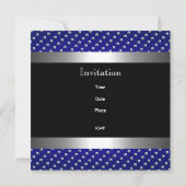 ブルーブラックエレガントシルバースタッド40thバースデーマン 招待状 (裏面)