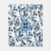 ブルーブラックガーリーバレーボールスポーツチームカラー フリースブランケット (正面)