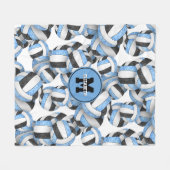 ブルーブラックガーリーバレーボールスポーツチームカラー フリースブランケット (正面(横))