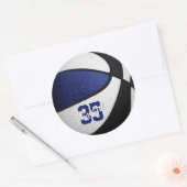 ブルーブラックガールズボーズバスケットチームカラー ラウンドシール (封筒)