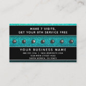 ブルーブラックグラデーショングリッターMUAネイルサロンヘアスタイル 予約カード (裏面)