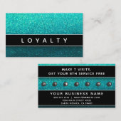 ブルーブラックグラデーショングリッターMUAネイルサロンヘアスタイル 予約カード (正面/裏面)