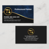 ブルーブラックグランジ金ゴールド波画家 名刺 (正面/裏面)