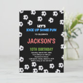 ブルーブラックグリーンサッカー誕生日招待状 招待状 (スタンド正面)